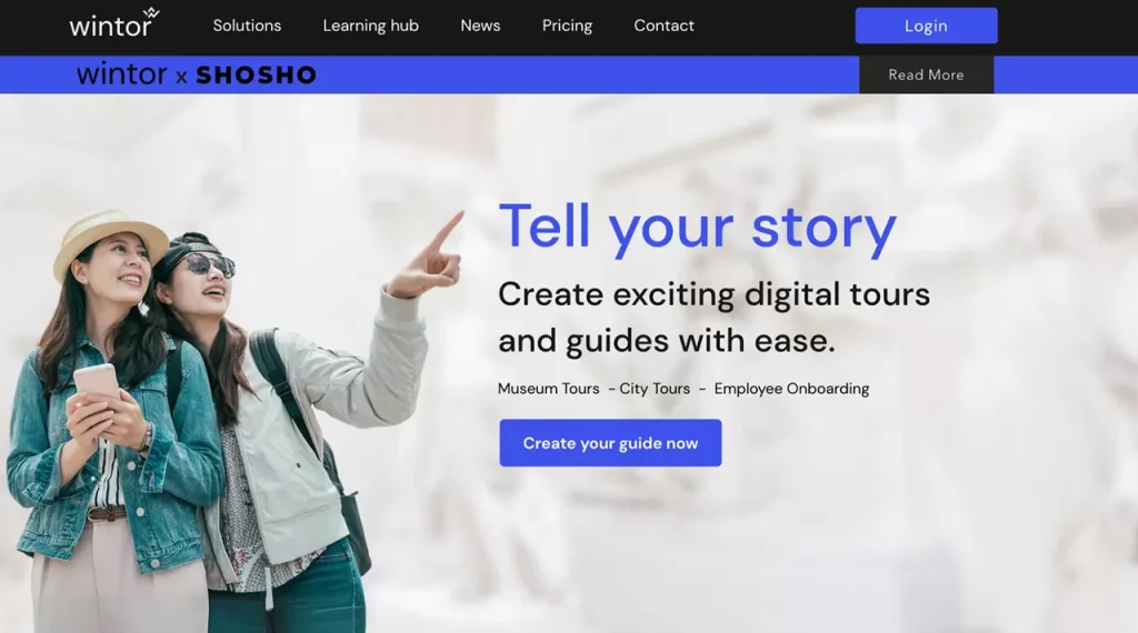 homepage of Wintor, a great web app idea to attract users