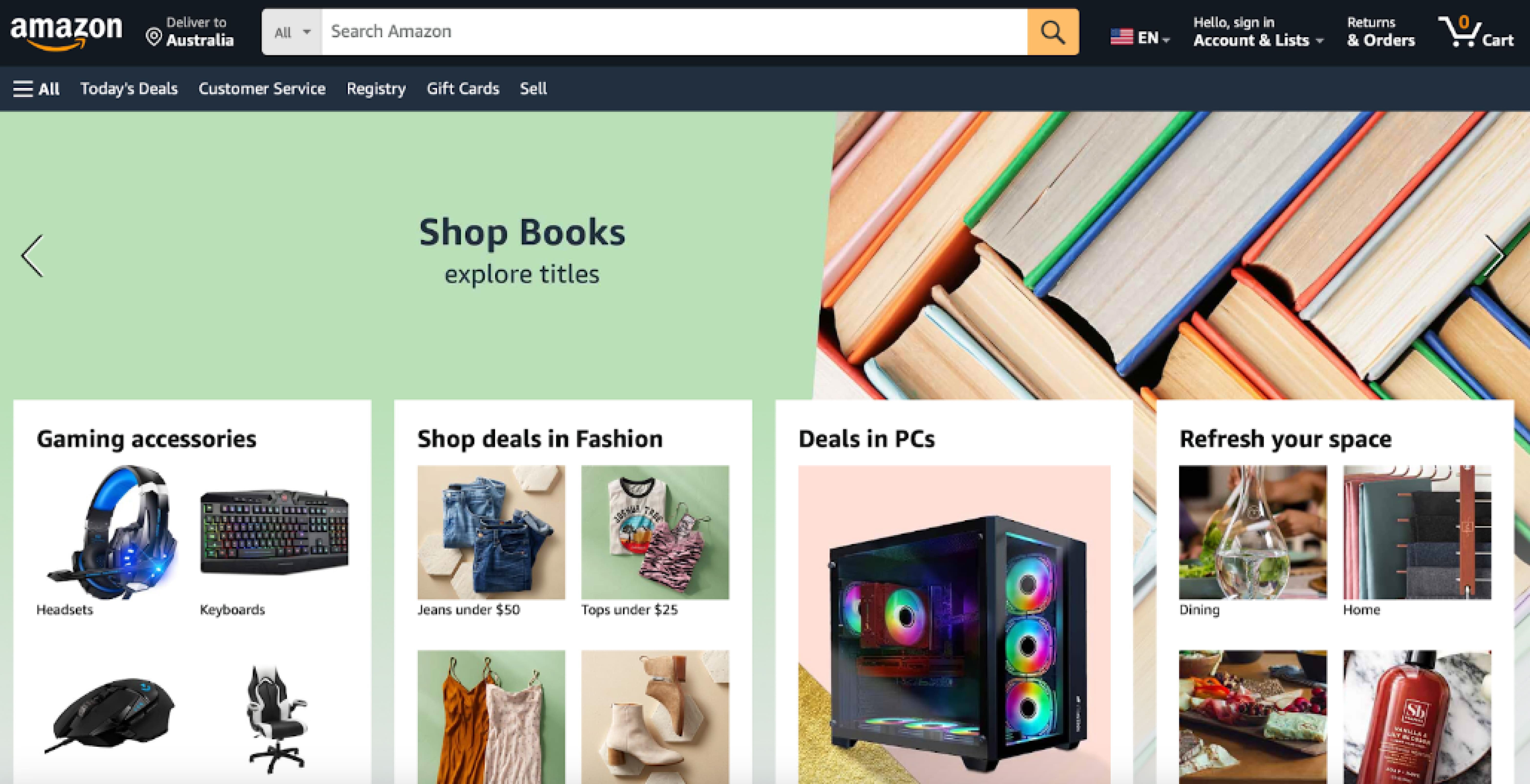 Amazon e-commerce website Amazon website home page