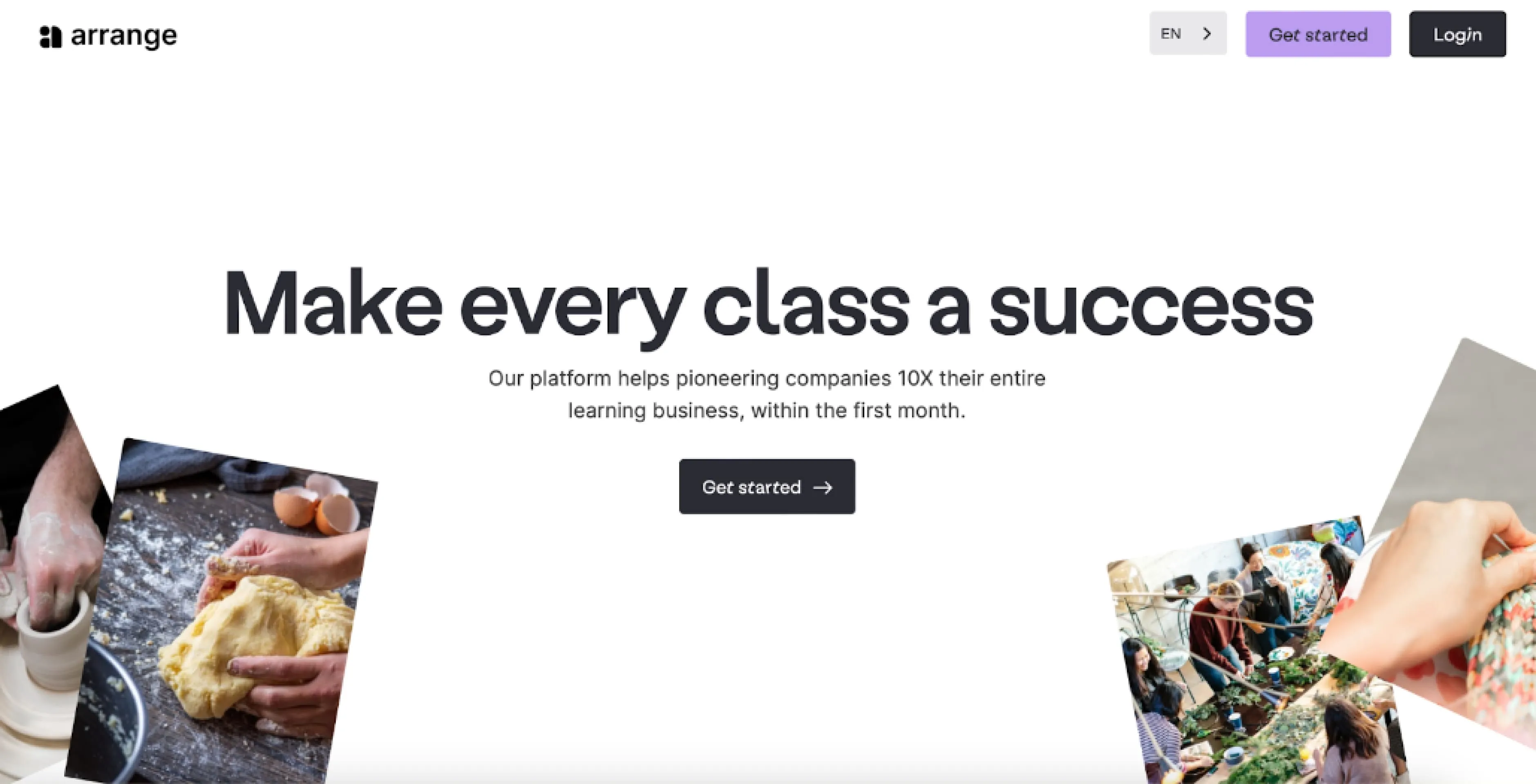 Arrange edtech platform Arrange home page