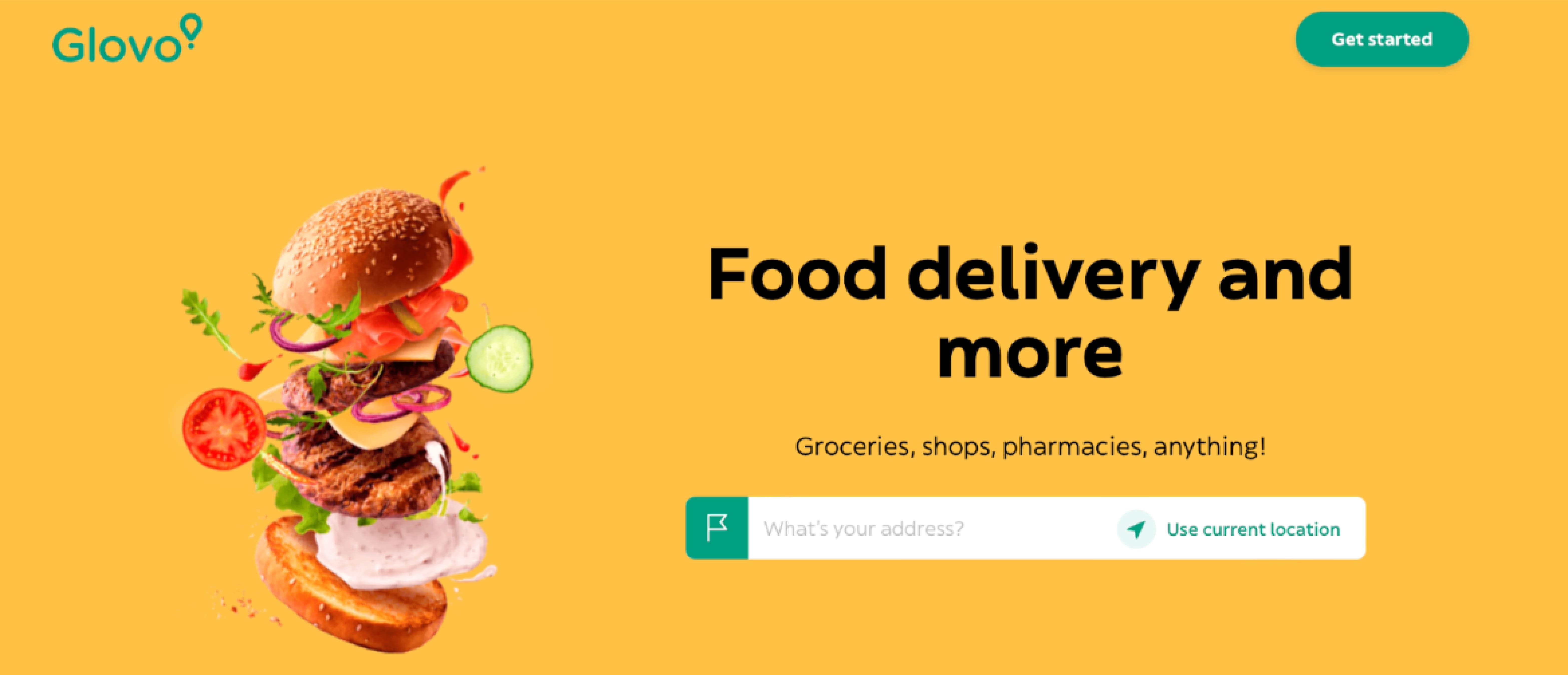 Glovo delivery app Glovo main page