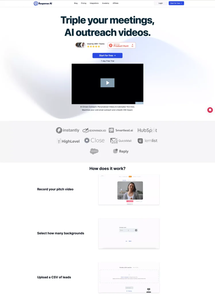 Response AI personalized video outreach platform overview