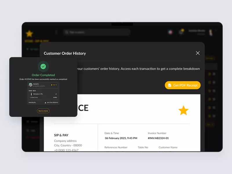 Sip&Pay two-way ordering and payment system